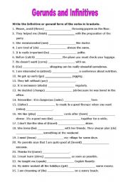 English Worksheet: Gerunds and infinitives