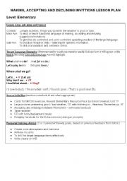 English Worksheet: Making, accepting and refusing suggestions lesson Plan Part 1