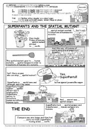 English Worksheet: ARTICLES: SUPERPANTS