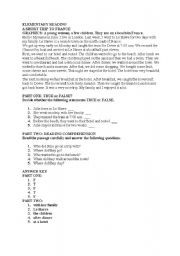 English Worksheet: a short trip to france