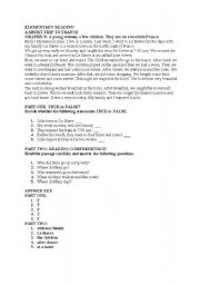 English worksheet: a short trip to france