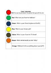 English Worksheet: M&M Icebreaker