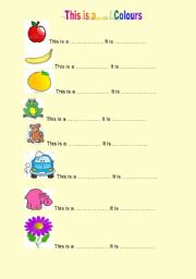 English worksheet: This is a/an + Colours