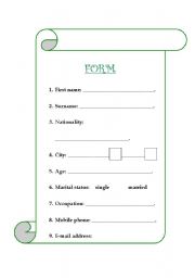 English worksheet: Personal Details