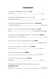 English worksheet: Transformations