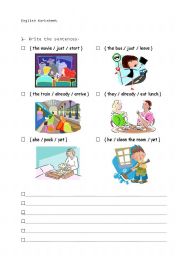 English worksheet: The movie has just started.