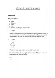 English Worksheet: How to make a dice