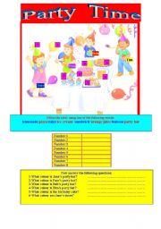 English worksheet: PARTY TIME