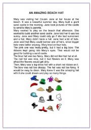 English worksheet: An Amazing Beach hat