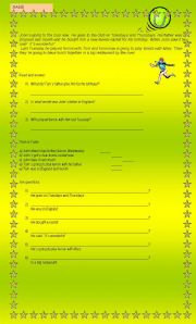 English worksheet: Reading comprehension