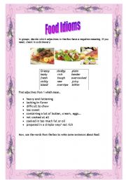 English Worksheet: Food Idioms