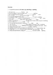 English Worksheet: Some, Any, Something, Anything