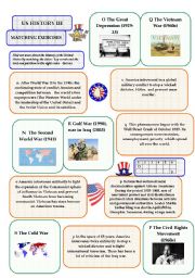 English Worksheet: US History III - matching exercise