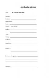 English worksheet: Application form