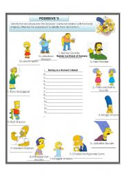 English Worksheet: Possessive s 3 simpsons