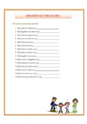 English Worksheet: MEMBERS OF THE FAMILY
