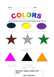 English Worksheet: COLORS