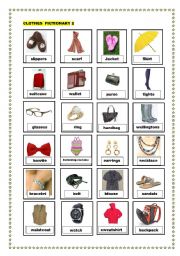 English Worksheet: clothes pictionary 2