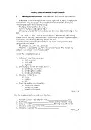 English worksheet: Reading comprehension