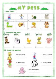 English Worksheet: My Pets
