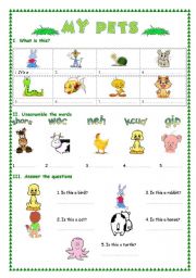 English Worksheet: My Pets