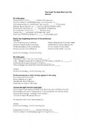 English worksheet: the man who cant be moved- the script