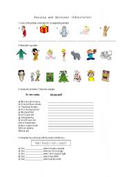 English worksheet: Emotions - Adjectives Worksheet