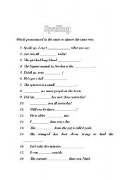 English worksheet: Pronunciation and spelling