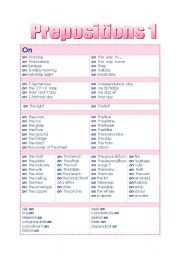 English Worksheet: Prepositions 1 (ON)