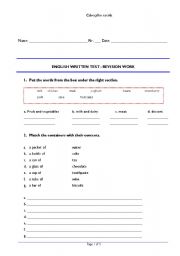 English worksheet: Food