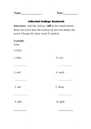 English worksheet: Inflected Endings Seatwork