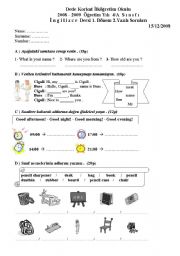 English Worksheet: 4th grade 1st term 2nd exam page1