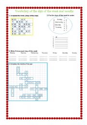 English Worksheet: days of the week and months of the year