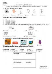 English Worksheet: 4th grade 2nd term 1st exam