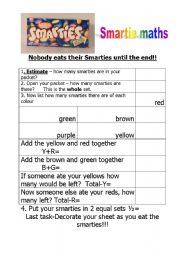 English Worksheet: Smartie Maths