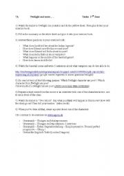 English Worksheet: Twilight tasksheet