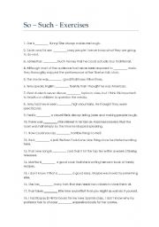 English Worksheet: So and Such  - fill in the blanks