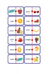 English Worksheet: fruit domino