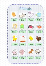 English Worksheet: picture dictionary farm animals