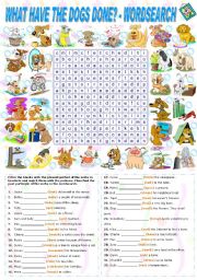 English Worksheet: WHAT HAVE THE DOGS DONE? (PRESENT PERFECT)