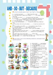 English Worksheet: AND - SO - BUT - BECAUSE