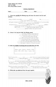 English worksheet: son lyrics