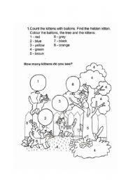 English Worksheet: How many cats do you see?