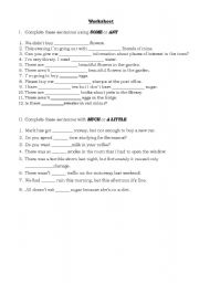 English Worksheet: Some Any Much A little