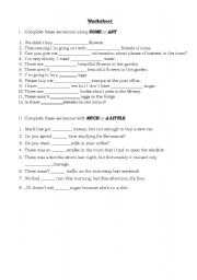 English worksheet: Some Any Much A little