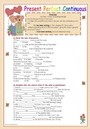 English Worksheet: Present Perfect Continuous