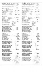 English Worksheet: Kiss the Girl (The Little Mermaid soundtrack)