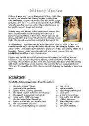 English Worksheet: Britney Spears