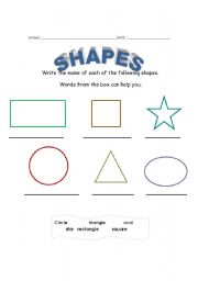 English Worksheet: shapes