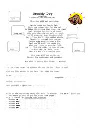 English Worksheet: Greedy Dog: A Poem